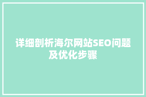 详细剖析海尔网站SEO问题及优化步骤