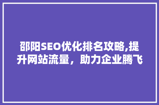 邵阳SEO优化排名攻略,提升网站流量，助力企业腾飞