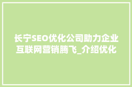 长宁SEO优化公司助力企业互联网营销腾飞_介绍优化步骤与实战例子