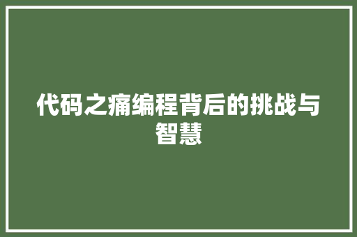 代码之痛编程背后的挑战与智慧
