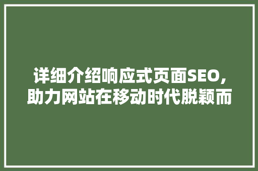 详细介绍响应式页面SEO,助力网站在移动时代脱颖而出