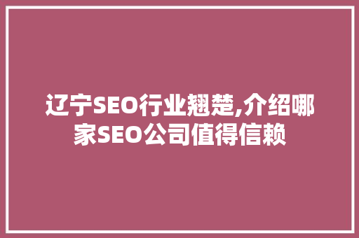 辽宁SEO行业翘楚,介绍哪家SEO公司值得信赖  第1张