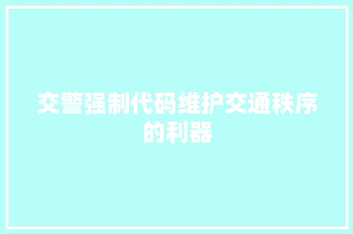 交警强制代码维护交通秩序的利器