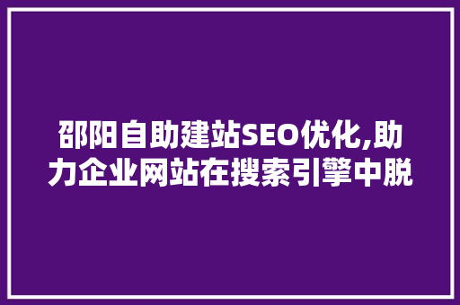 邵阳自助建站SEO优化,助力企业网站在搜索引擎中脱颖而出