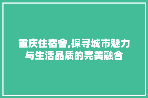重庆住宿舍,探寻城市魅力与生活品质的完美融合