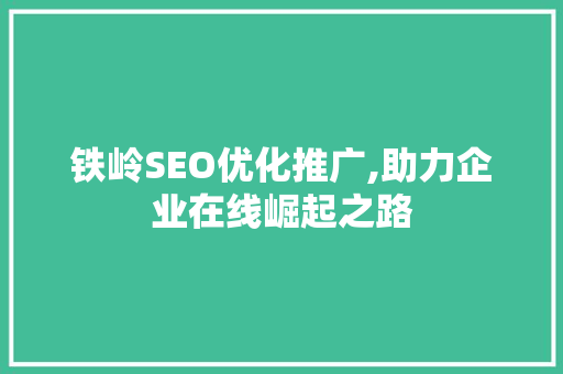 铁岭SEO优化推广,助力企业在线崛起之路