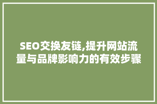 SEO交换友链,提升网站流量与品牌影响力的有效步骤