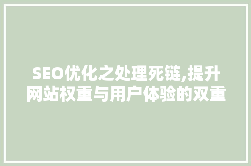 SEO优化之处理死链,提升网站权重与用户体验的双重保障  第1张