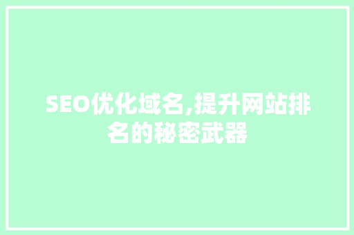 SEO优化域名,提升网站排名的秘密武器