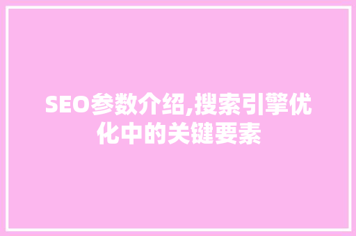 SEO参数介绍,搜索引擎优化中的关键要素