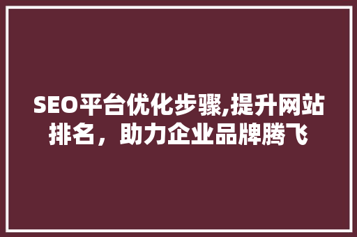 SEO平台优化步骤,提升网站排名，助力企业品牌腾飞