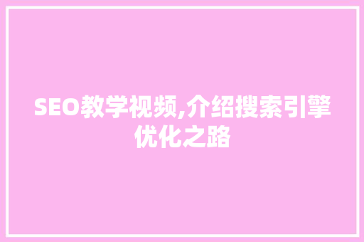 SEO教学视频,介绍搜索引擎优化之路  第1张