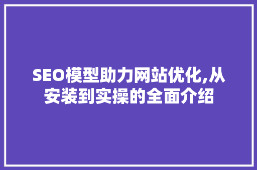 SEO模型助力网站优化,从安装到实操的全面介绍
