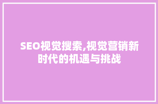 SEO视觉搜索,视觉营销新时代的机遇与挑战