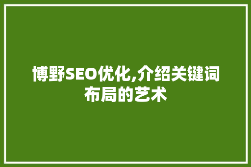 博野SEO优化,介绍关键词布局的艺术