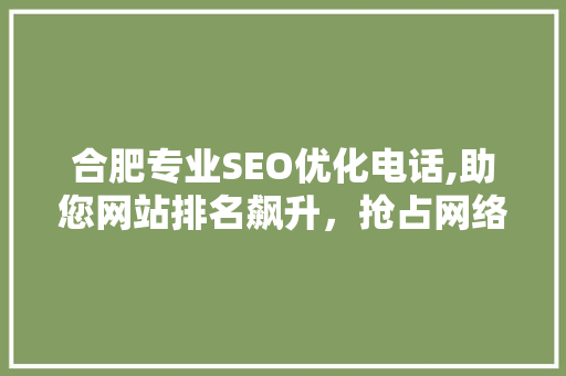 合肥专业SEO优化电话,助您网站排名飙升，抢占网络市场先机