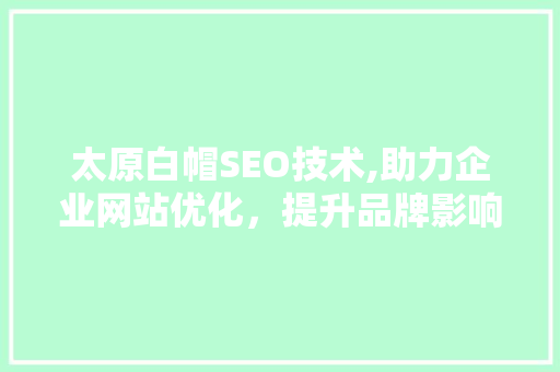 太原白帽SEO技术,助力企业网站优化，提升品牌影响力