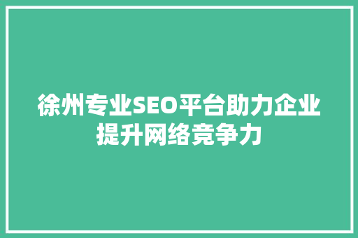 徐州专业SEO平台助力企业提升网络竞争力