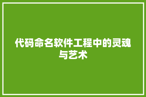 代码命名软件工程中的灵魂与艺术