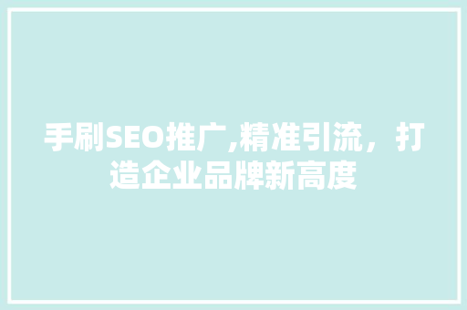 手刷SEO推广,精准引流，打造企业品牌新高度