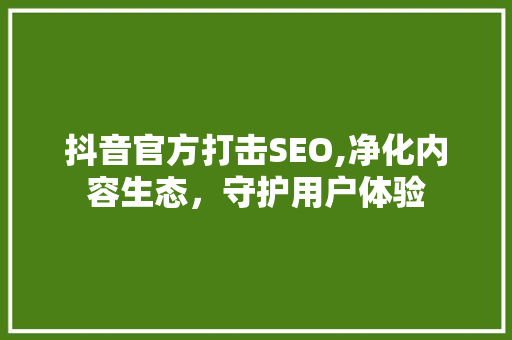 抖音官方打击SEO,净化内容生态，守护用户体验  第1张