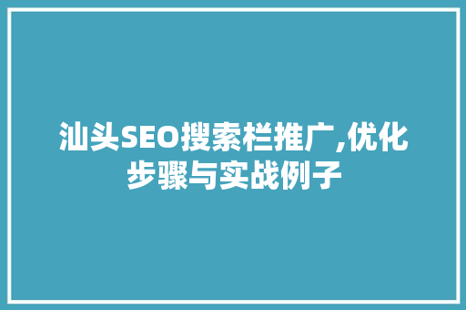 汕头SEO搜索栏推广,优化步骤与实战例子