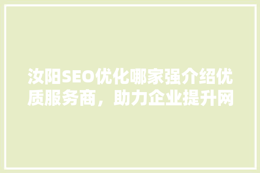 汝阳SEO优化哪家强介绍优质服务商，助力企业提升网络竞争力