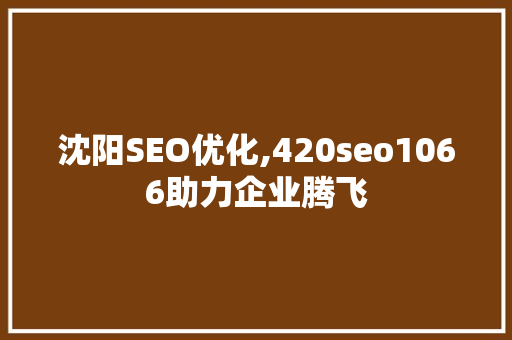 沈阳SEO优化,420seo1066助力企业腾飞
