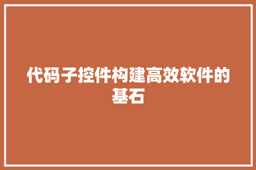 代码子控件构建高效软件的基石