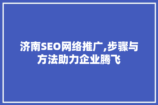 济南SEO网络推广,步骤与方法助力企业腾飞