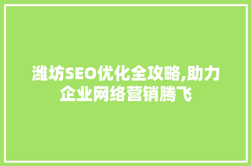 潍坊SEO优化全攻略,助力企业网络营销腾飞