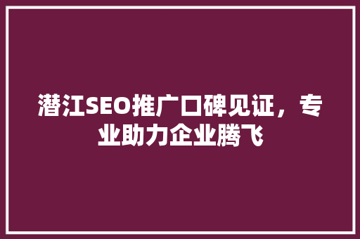 潜江SEO推广口碑见证，专业助力企业腾飞