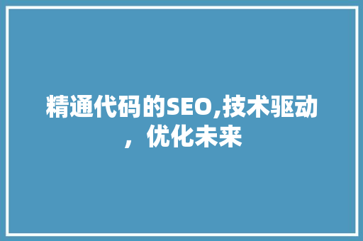 精通代码的SEO,技术驱动，优化未来