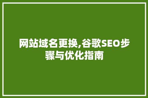 网站域名更换,谷歌SEO步骤与优化指南  第1张