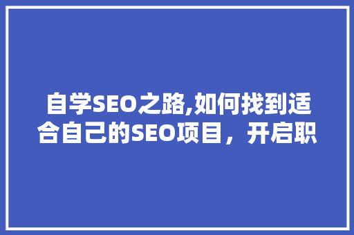 自学SEO之路,如何找到适合自己的SEO项目，开启职业生涯