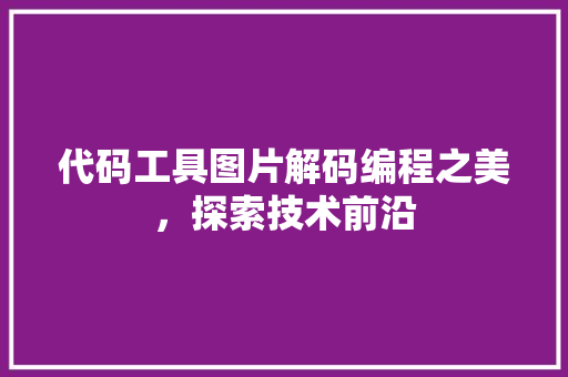 代码工具图片解码编程之美，探索技术前沿