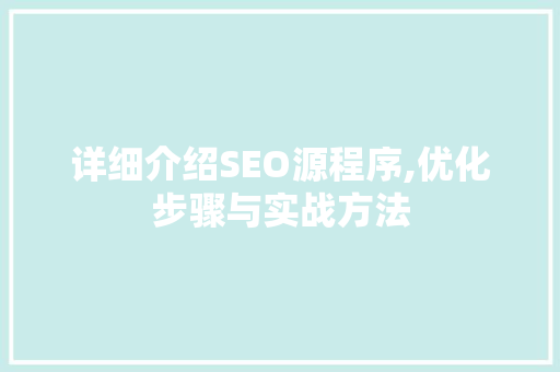 详细介绍SEO源程序,优化步骤与实战方法