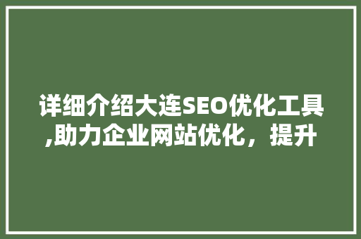 详细介绍大连SEO优化工具,助力企业网站优化，提升在线竞争力