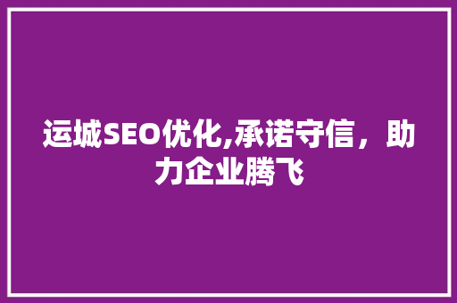 运城SEO优化,承诺守信，助力企业腾飞