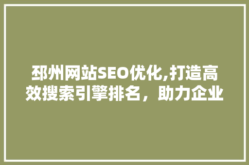 邳州网站SEO优化,打造高效搜索引擎排名，助力企业腾飞