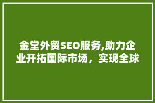 金堂外贸SEO服务,助力企业开拓国际市场，实现全球化战略布局