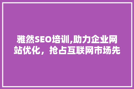 雅然SEO培训,助力企业网站优化，抢占互联网市场先机