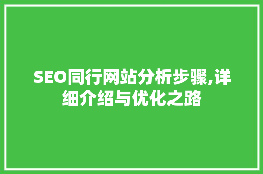 SEO同行网站分析步骤,详细介绍与优化之路
