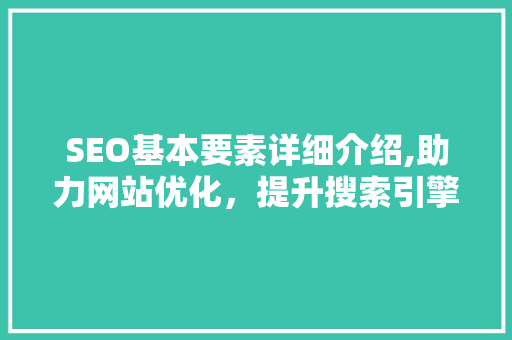 SEO基本要素详细介绍,助力网站优化，提升搜索引擎排名