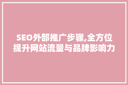 SEO外部推广步骤,全方位提升网站流量与品牌影响力