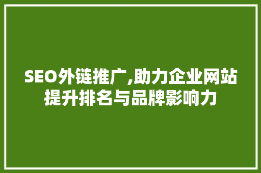 SEO外链推广,助力企业网站提升排名与品牌影响力  第1张