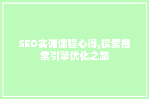 SEO实训课程心得,探索搜索引擎优化之路