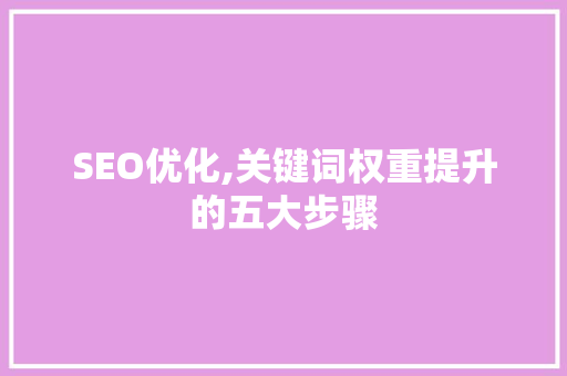 SEO优化,关键词权重提升的五大步骤