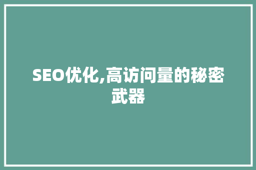 SEO优化,高访问量的秘密武器