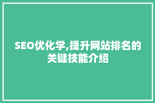 SEO优化学,提升网站排名的关键技能介绍
